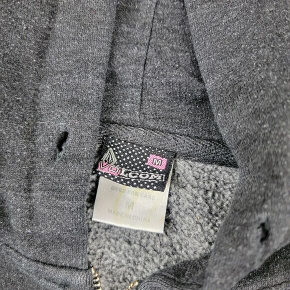 Vtg‎ Y2K Volcom Skate Full-Zip Distressed Hoodie Gray Women’s Medium 90s Grunge - Picture 5 of 9